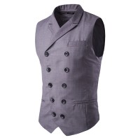 Mens British Style Slim Fit Business Fashion Casual Double Breasted Waistcoats