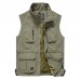 Mens Fleece Lining Thickened Warm Multi Pockets Solid Color Sleeveless Outdoor Vest