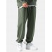 Men Wide Leg Pocket Drawstring Casual Pants Jogger Trousers