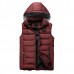 Mens Winter Thick Warm Cotton Padded Stitching Hooded Solid Color Vest