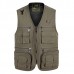 Mens Multi Big Pockets Outdoor Fishing Vest Solid Color Photographic Waistcoats