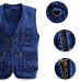 Mens Denim Multi  pocket Fishing Photography Outdoor Casual Vest