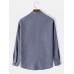 Mens Solid Color Half Collar Button Cuff Long Sleeve T  Shirts