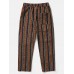 Men Ethnic Style Striped Loose Drawstring Waist Casual Pants