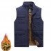 Mens Mutil Pockets Outdoor Fleece Liner Thickened Warm Vest Stand Collar Winter Sleeveless Coat