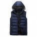 Mens Winter Thick Warm Cotton Padded Stitching Hooded Solid Color Vest