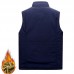 Mens Mutil Pockets Outdoor Fleece Liner Thickened Warm Vest Stand Collar Winter Sleeveless Coat