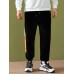 Mens Collegiate Velvet Patchwork Printed Letter Pants