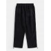 Mens Solid Color Corduroy Drawstring Waist Thick Jogger Pants With Bungee Cords