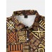 Mens Retro Tribal Print Short Sleeve Front Buttons Shirts