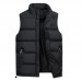 Mens Down Cotton Padded Stand Collar Solid Color Casual Thick Vest Coats