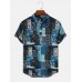 Mens Scarf Print Paisley Spliced Half Collar Short Sleeve Buttons Shirts