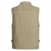 Mens Outdoor Fishing Solid Color Multi  pocket Photojournalist Cotton Vest Waistcoat Big Size M  5XL