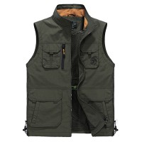 Men Outdoor Plus Size Stand Collar Fashion Water Repellent Fishing Vest