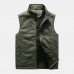 Mens Outdoor Zipper Solid Color Thickened Warm Loose Fishing Casual Vest