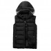 Mens Winter Thick Warm Cotton Padded Stitching Hooded Solid Color Vest