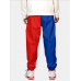 Mens Contrast Color Relaxed Fit Drawstring Cuffed Jogger Pants