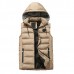 Mens Winter Thick Warm Cotton Padded Stitching Hooded Solid Color Vest