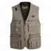 Mens Multi Big Pockets Outdoor Fishing Vest Solid Color Photographic Waistcoats