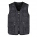 Mens Casual Loose Fit V Neck Multi Pockets Solid Color Autumn Winter Vest