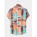 Mens Indian Ethnic Print Buttons Up Short Sleeve Shirts