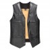 Mens FLeece Liner Winter Warm Black Faux Leather Vest Business Casual Sleeveless Waistcoat