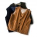 Men SingleBreasted Corduroy Vintage Vest