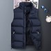 Mens Down Cotton Padded Stand Collar Solid Color Casual Thick Vest Coats