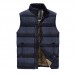 Mens Casual Thick Warm Fleece Stand Collar Solid Color Outdoor Vest