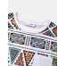 Mens Colorful Geometric Print Chest Pocket Ethnic Short Sleeve T  Shirts