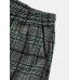 Men Glen Plaid Drawstring Waist Pockets Straight Casual Pants