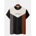 Mens Color Block Patchwork Letter Embroidered Knitted Short Sleeve T  Shirts