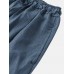 Mens Solid Color Cotton Relaxed Fit Basic Drawstring Pants With Pocket