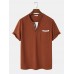 Mens Button Ribbon Design Pocket Casual Short Sleeve T  Shirts