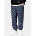 Mens Paisley Print Drawstring Ethnic Style Jogger Pants With Pocket