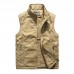 Mens Outdoor Zipper Solid Color Thickened Warm Loose Fishing Casual Vest