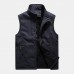 Mens Outdoor Zipper Solid Color Thickened Warm Loose Fishing Casual Vest