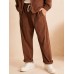 Men Corduroy Solid Loose Straight Drawstring Waist Casual Pants