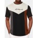 Mens Color Block Patchwork Letter Embroidered Knitted Short Sleeve T  Shirts