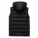 Mens Winter Thick Warm Cotton Padded Stitching Hooded Solid Color Vest