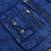 Mens Denim Photography Blue Zipper Multi Pockets Fishing Outdoor Casual Vest